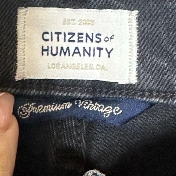 Citizens of Humanity Paloma Hi- Rise Wide Leg Baggy Black Jeans, Size 31